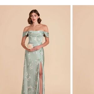 Floral Off-Shoulder Green Dress